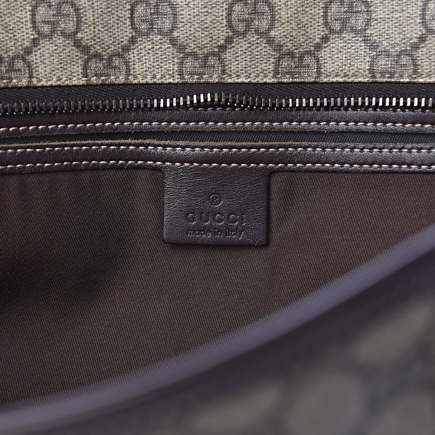 Gucci GG Supreme Monogram Medium Zippered Shopping Tote Dark Brown 6 of 10