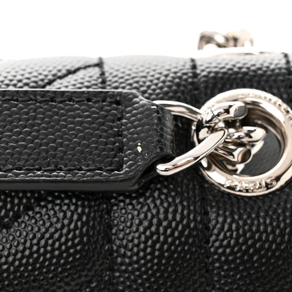 Saint Laurent Grain De Poudre Textured Mixed Matelasse Triquilt Medium Monogram Satchel Black 12 of 12