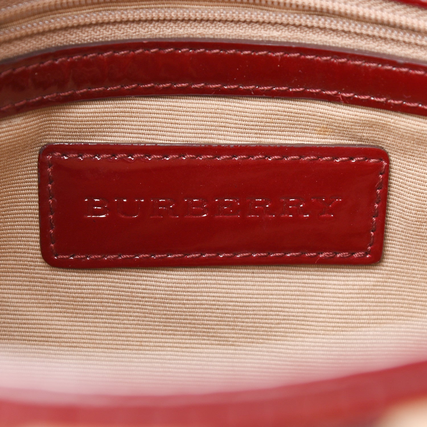 Burberry Patent Nova Check Shopper Tote Berry Red 6 of 9