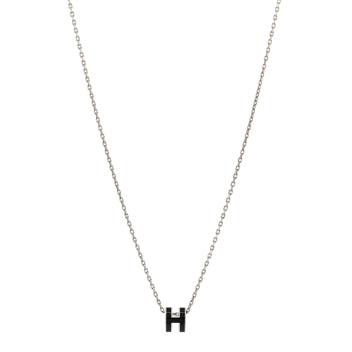Lacquered Palladium Mini Pop H Pendant Necklace Black