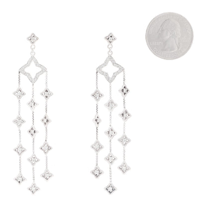 David Yurman Sterling Silver Diamond Quatrefoil Chandelier Earrings 2 of 4