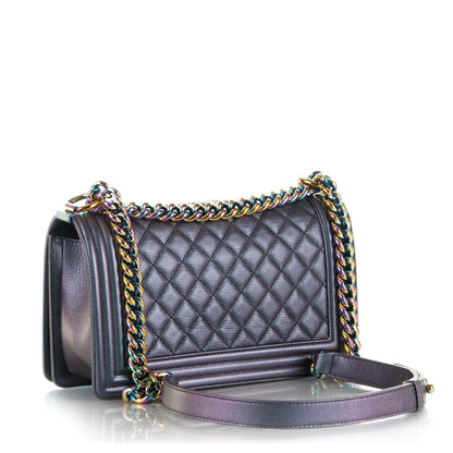 Chanel Iridescent Goatskin Quilted Medium Boy Flap Purple 4 of 9