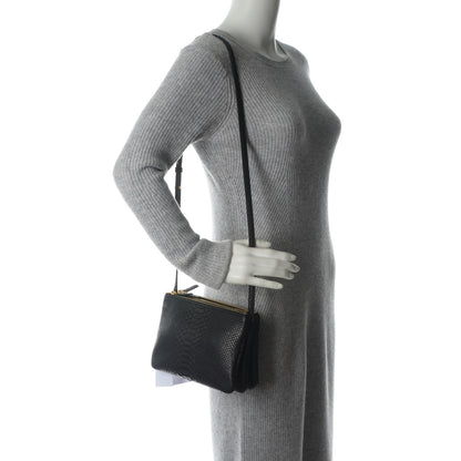 Celine Python Small Trio Crossbody Bag Black 2 of 9