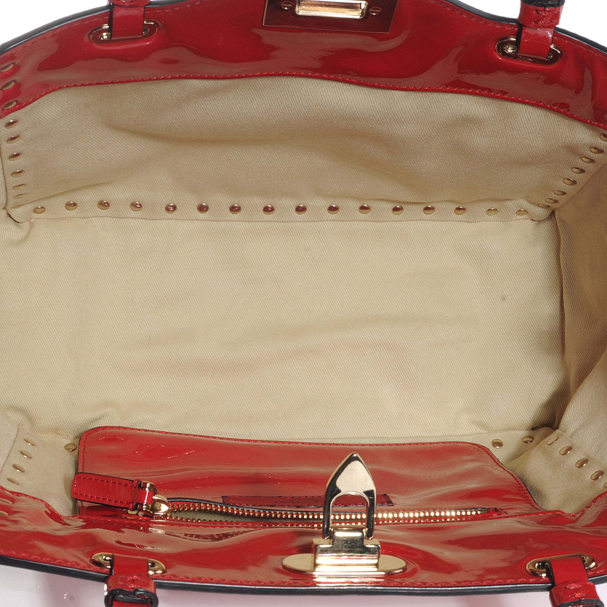 Valentino Garavani Patent Small Rockstud Tote Rosso Valentino 5 of 7