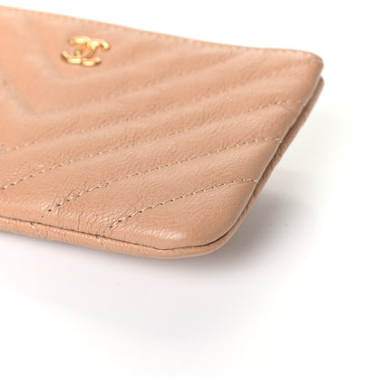 Chanel Crumpled Calfskin Chevron Quilted Small Cosmetic Case Dark Beige 9 of 9