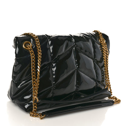 Saint Laurent SAINT LAURENT Patent Quilted Small Loulou Puffer Monogram Chain Satchel Black 2 of 12