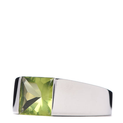 Cartier 18K White Gold Peridot 8mm Tank Ring 54 6.75 3 of 6