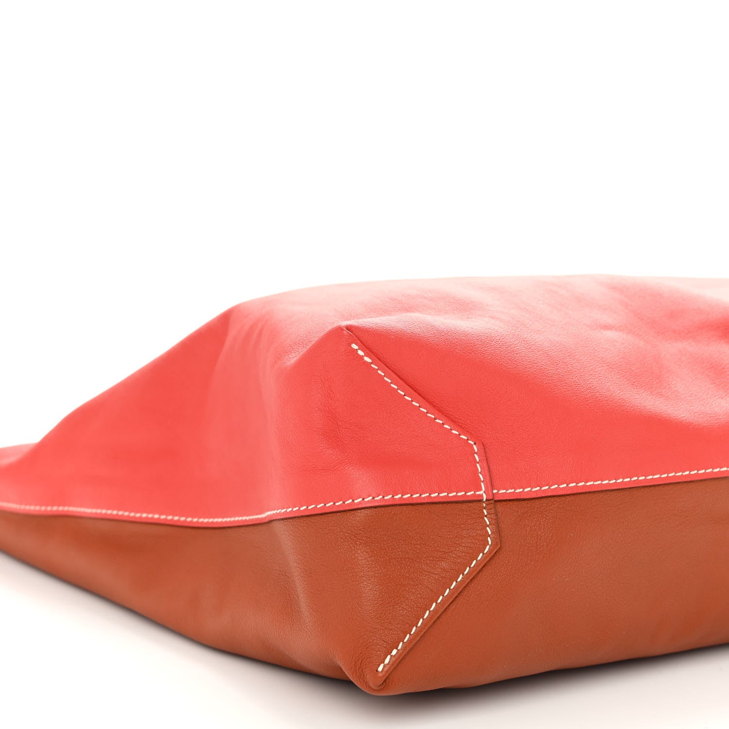 Hermes Veau Sikkim Swift Double Sens 30 Reversible Tote Gold Rose Azalee Rouge Casaque Brique 12 of 16