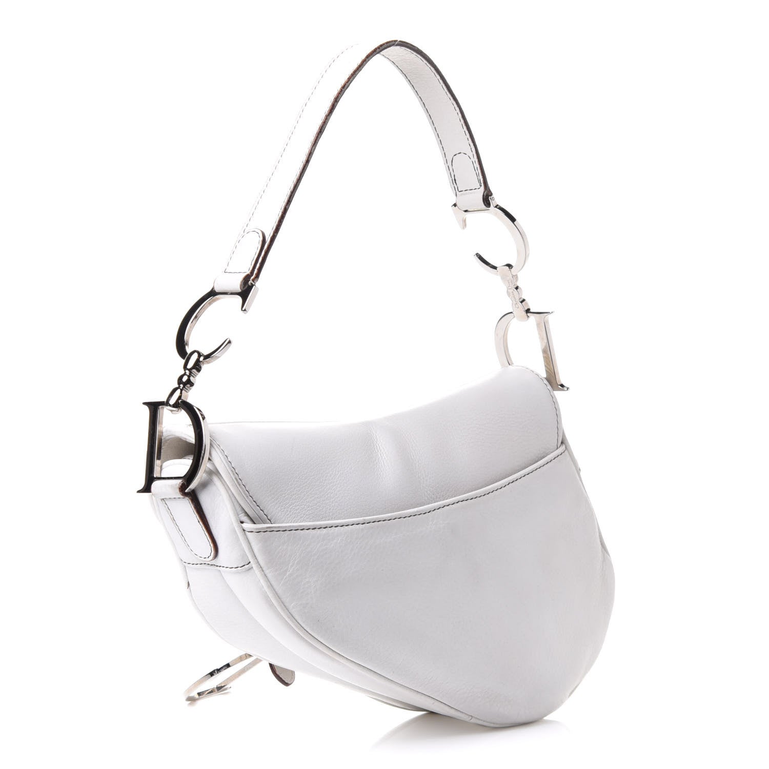 Christian Dior Calfskin Saddle Bag White 2 of 10
