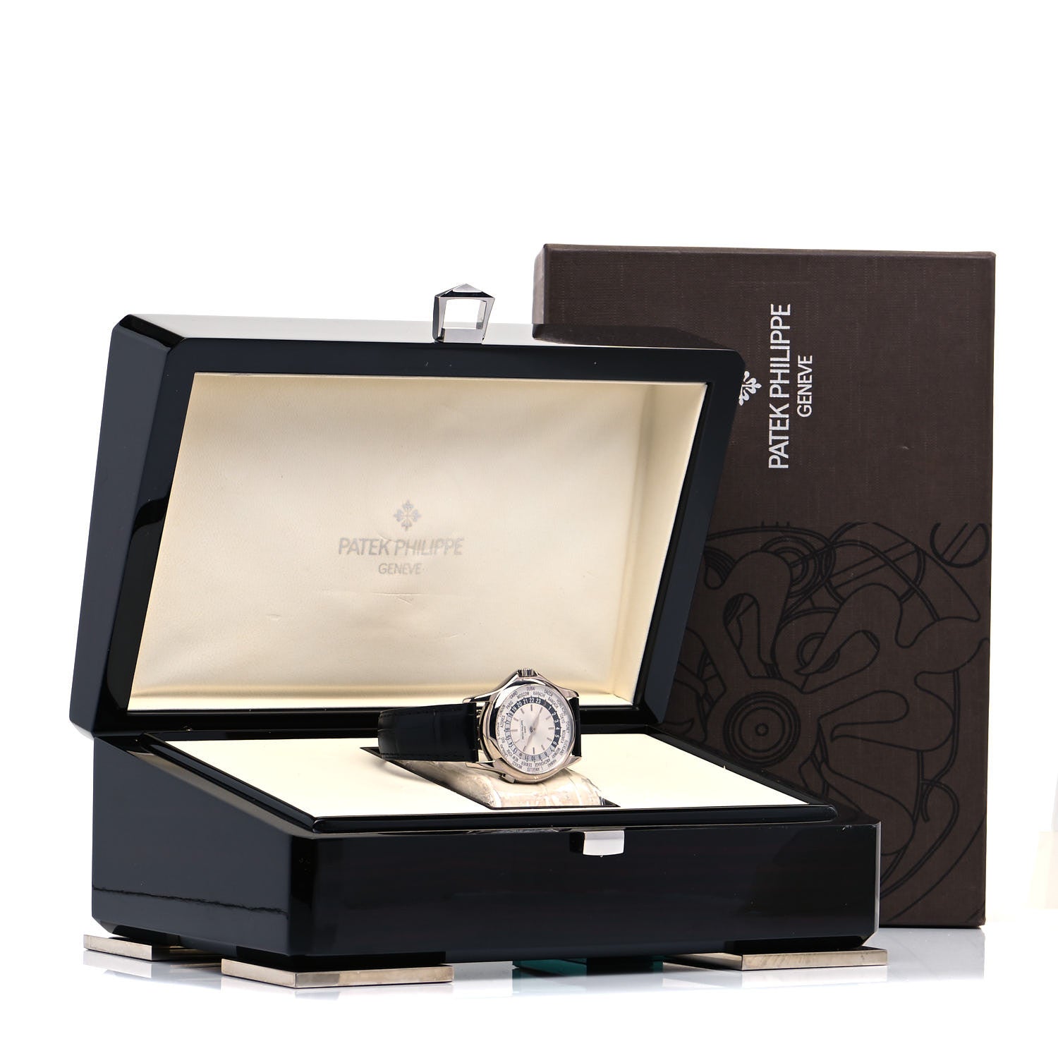 Patek Philippe 18K White Gold Alligator 37mm Complications World Time Automatic Watch 5110G-001 6 of 6