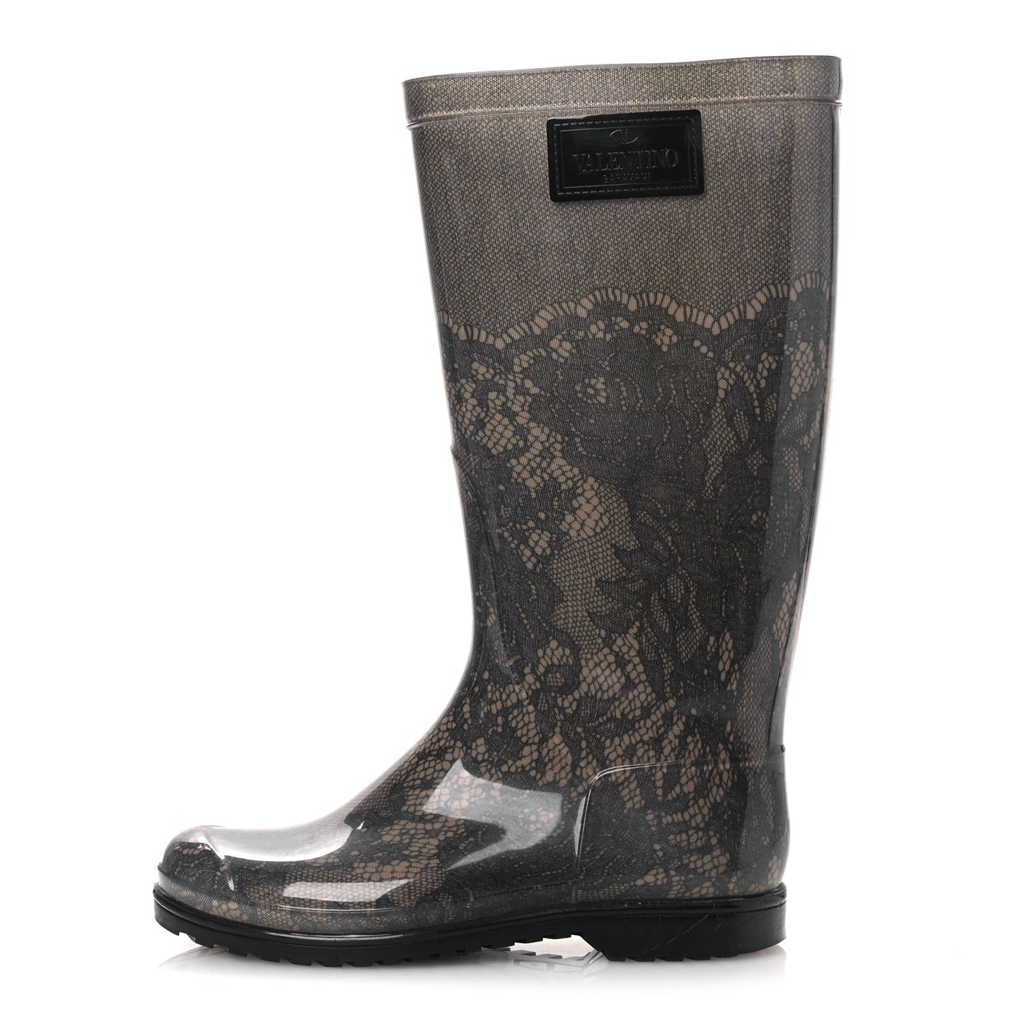 Rubber Lace Rainboots 36 Grey Beige