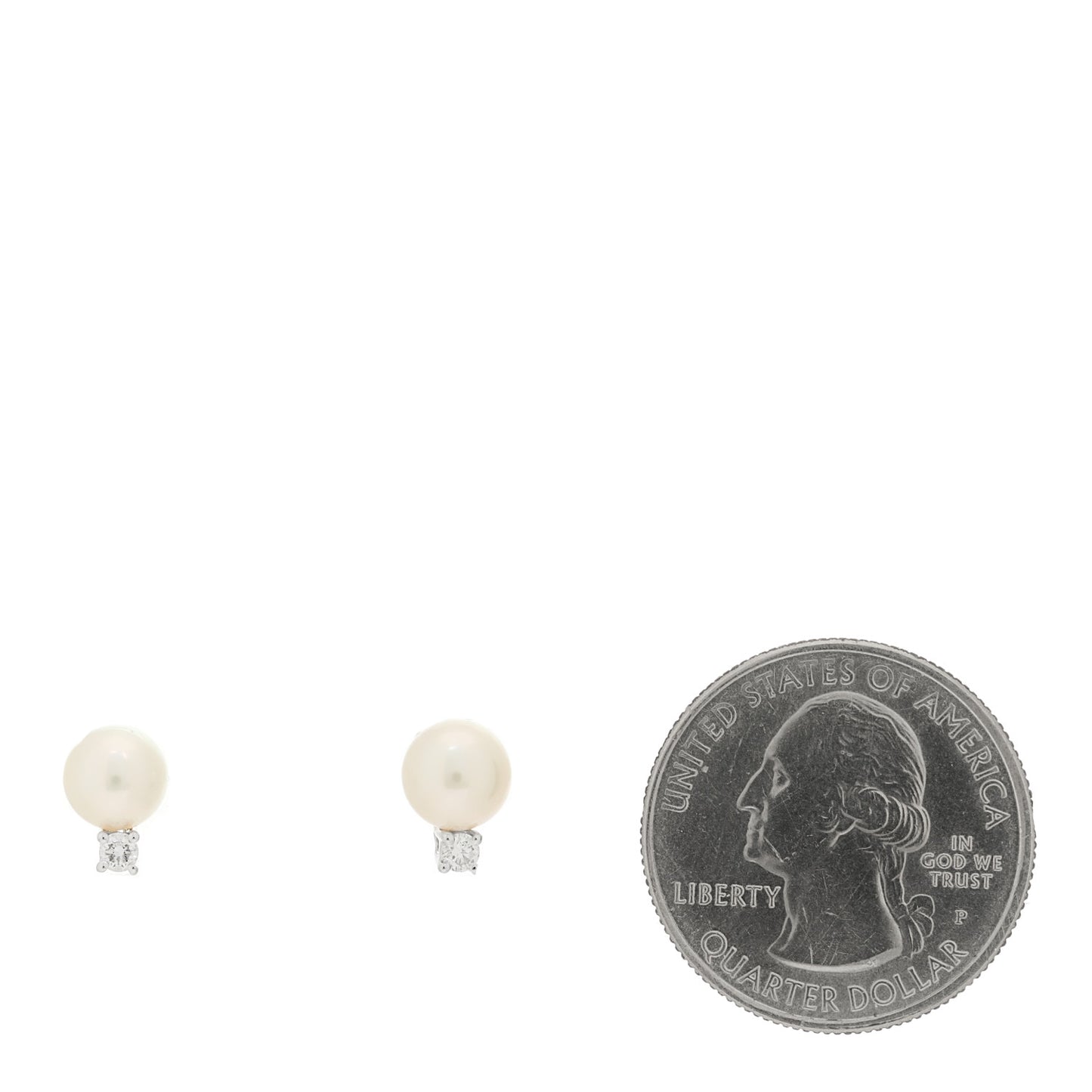 18K White Gold Diamond Akoya Cultured Pearl 6.5-7mm Signature Earrings
