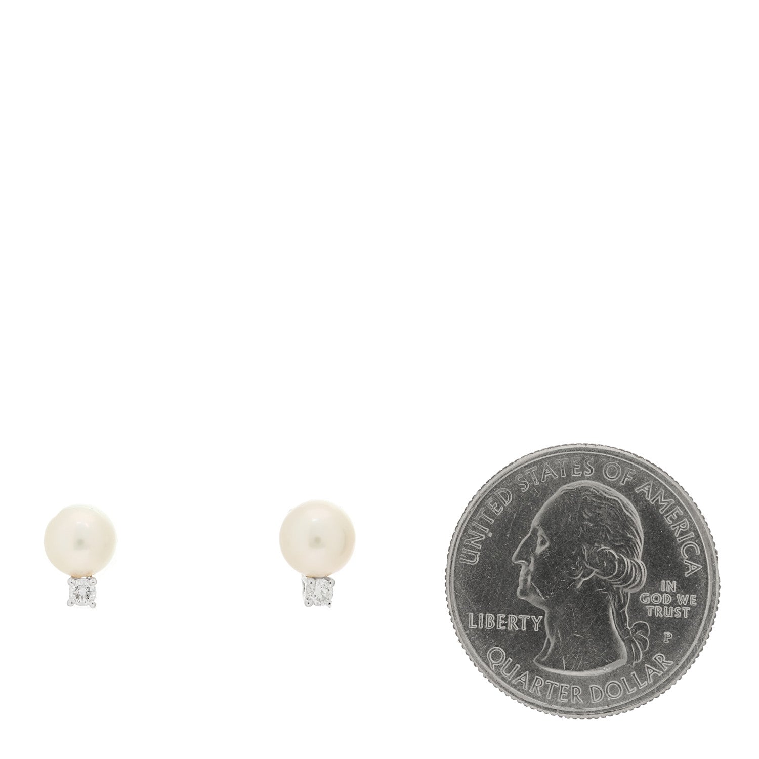 Tiffany 18K White Gold Diamond Akoya Cultured Pearl 6.5-7mm Signature Earrings 2 of 5