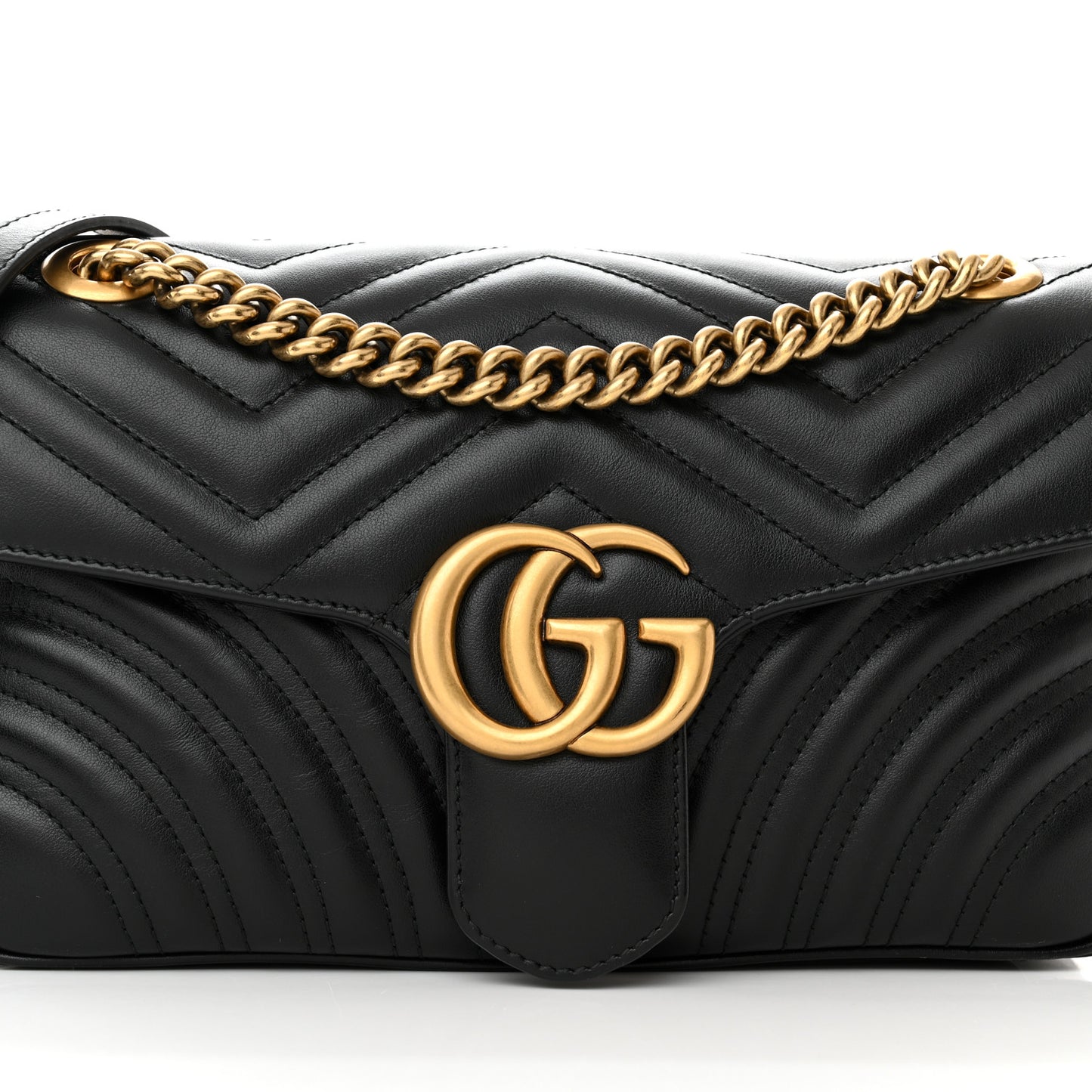 Calfskin Matelasse Small GG Marmont Shoulder Bag Black