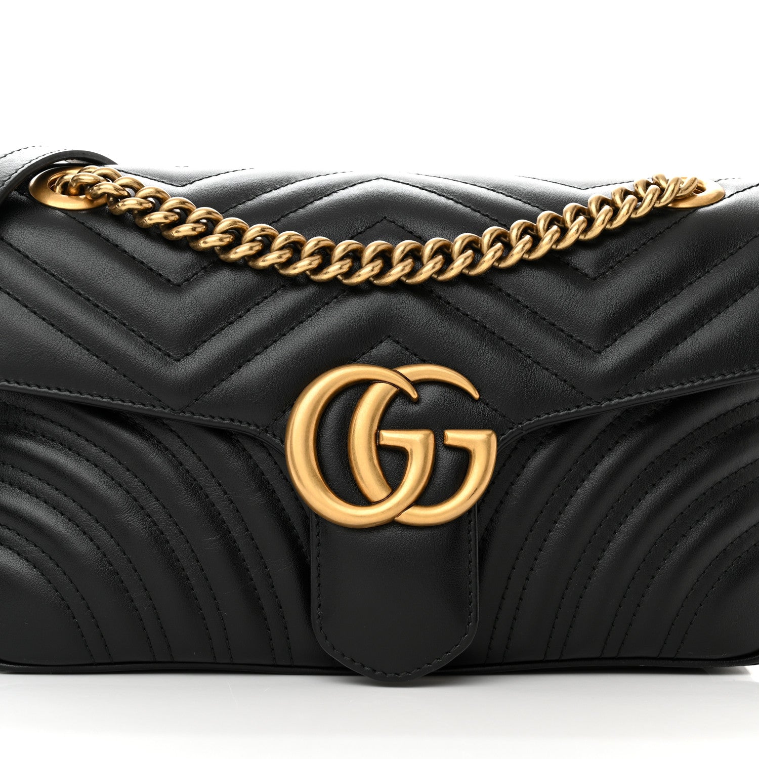 Gucci Calfskin Matelasse Small GG Marmont Shoulder Bag Black 8 of 11