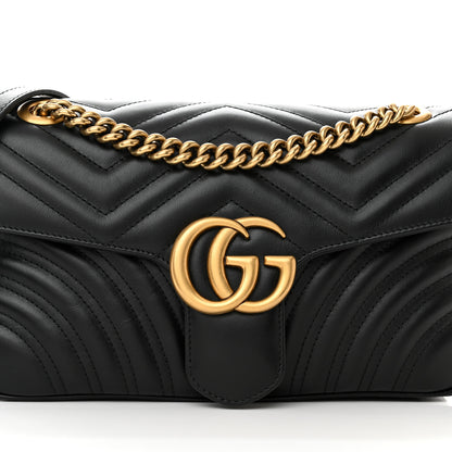 Gucci Calfskin Matelasse Small GG Marmont Shoulder Bag Black 8 of 11