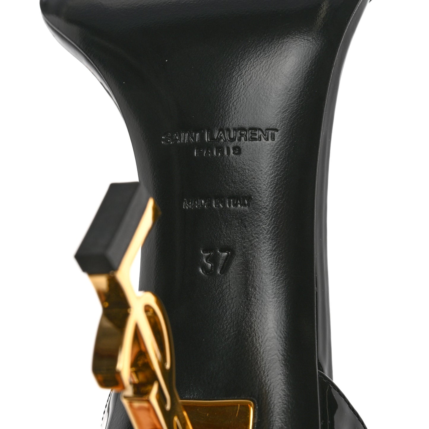 Patent Calfskin Opyum 110 Sandals 37 Black Gold