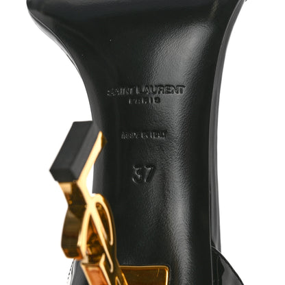 Saint Laurent Patent Calfskin Opyum 110 Sandals 37 Black Gold 8 of 9