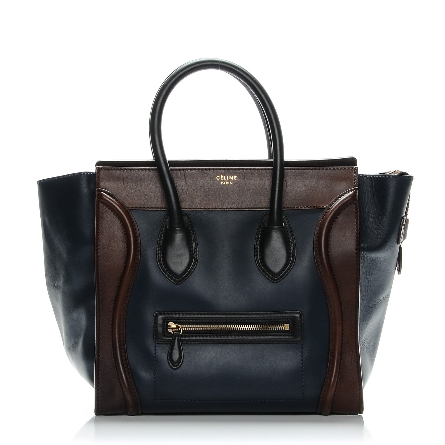Smooth Calfskin Mini Bi-Color Luggage Navy