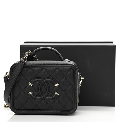 Chanel Caviar Quilted Small CC Filigree Vanity Case Black 10 of 10