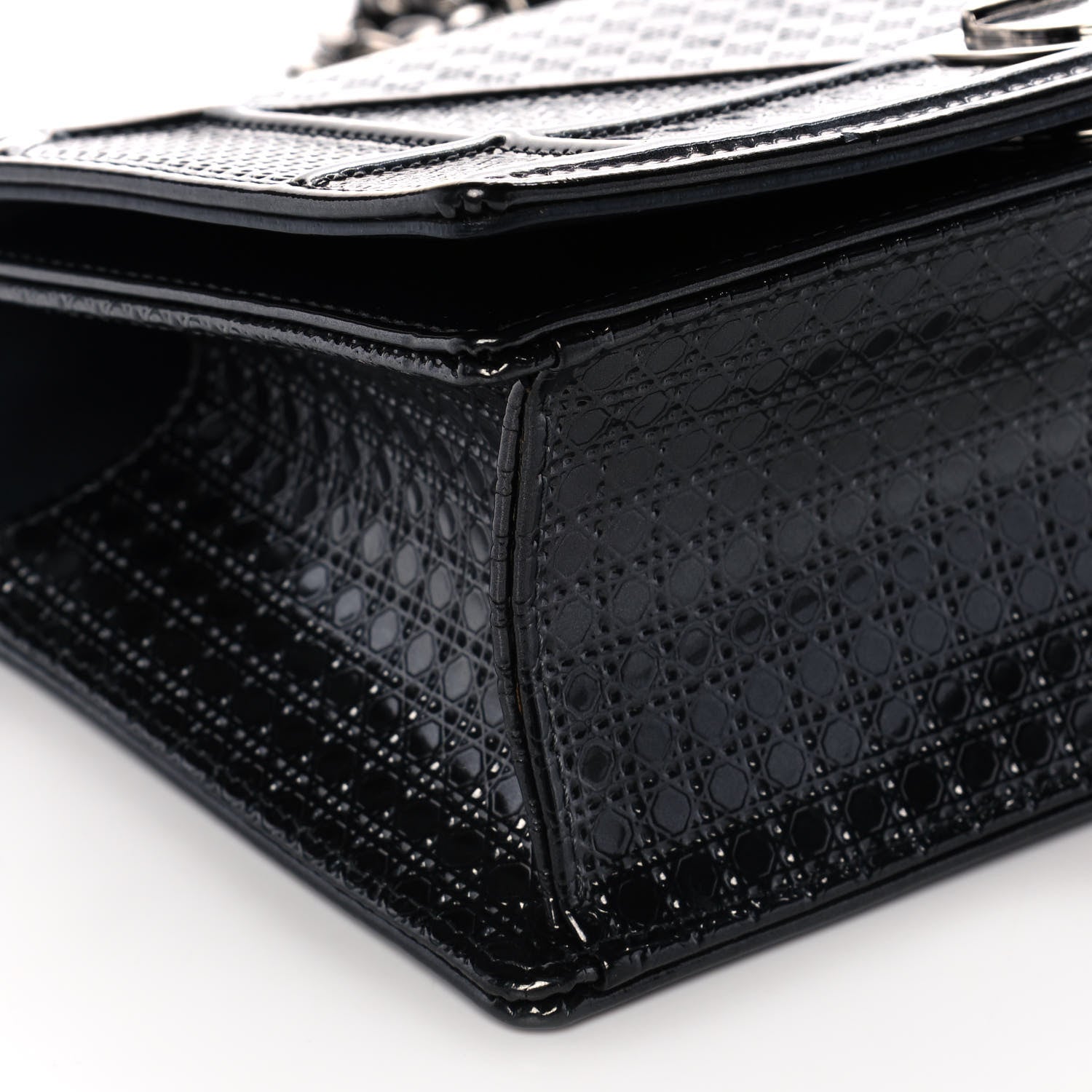 Christian Dior Metallic Patent Micro-Cannage Small Diorama Flap Bag Onyx Black 8 of 11