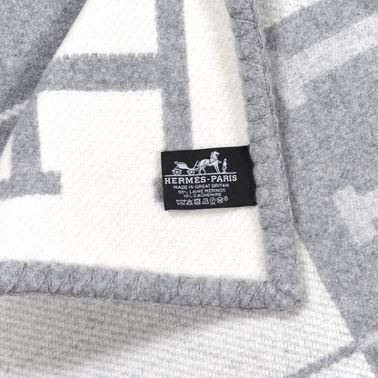 Hermes Wool Cashmere Avalon III Blanket Ecru Gris Clair 3 of 3