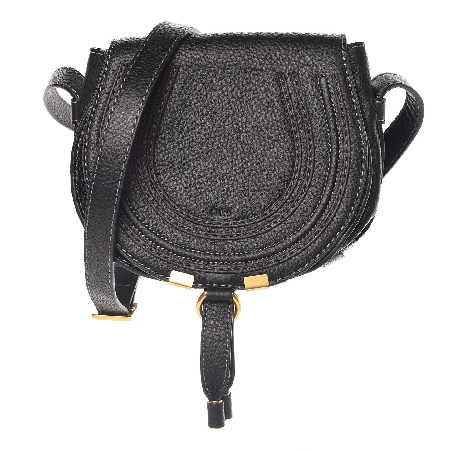 Calfskin Mini Marcie Round Crossbody Bag Black