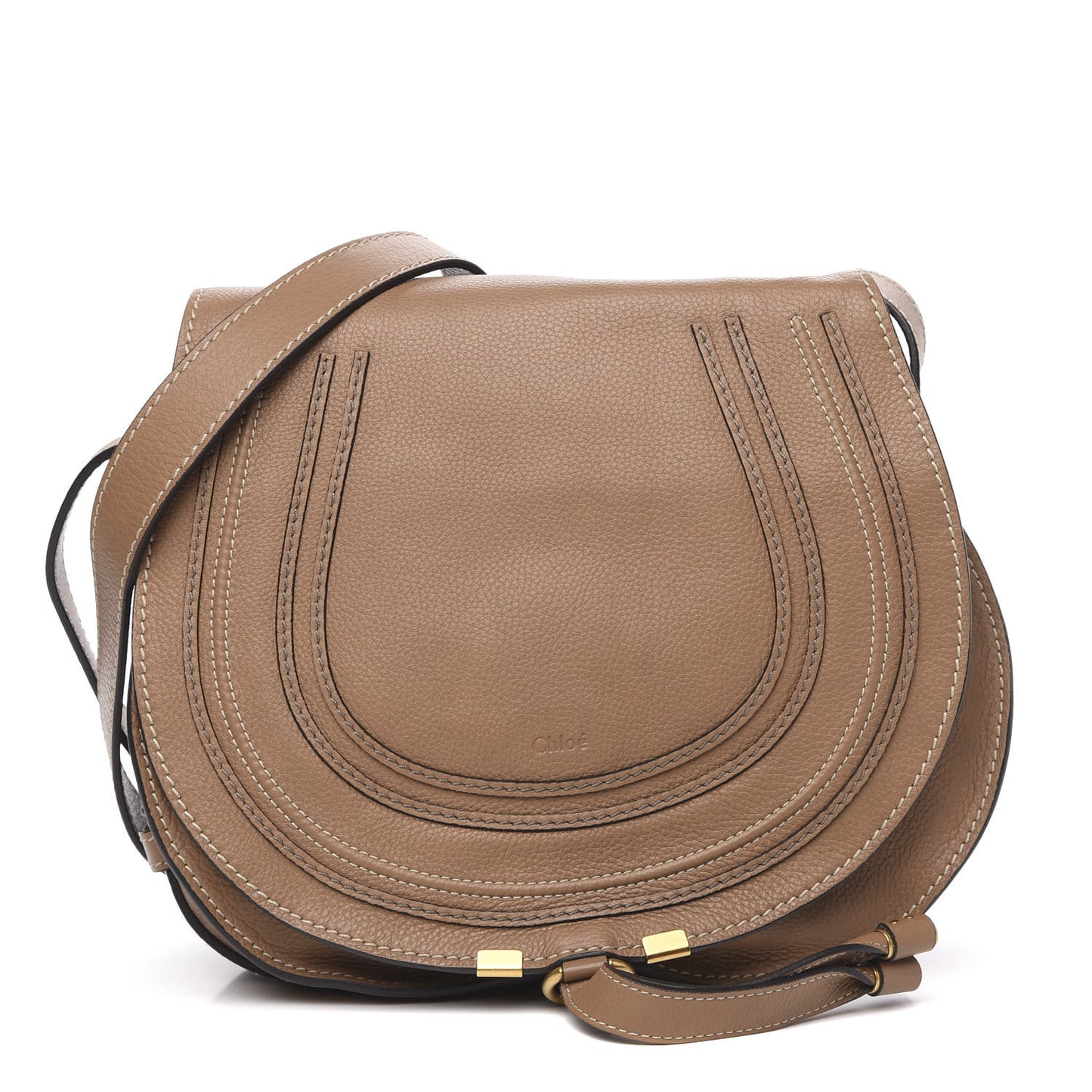 Calfskin Medium Marcie Round Crossbody Bag Nut