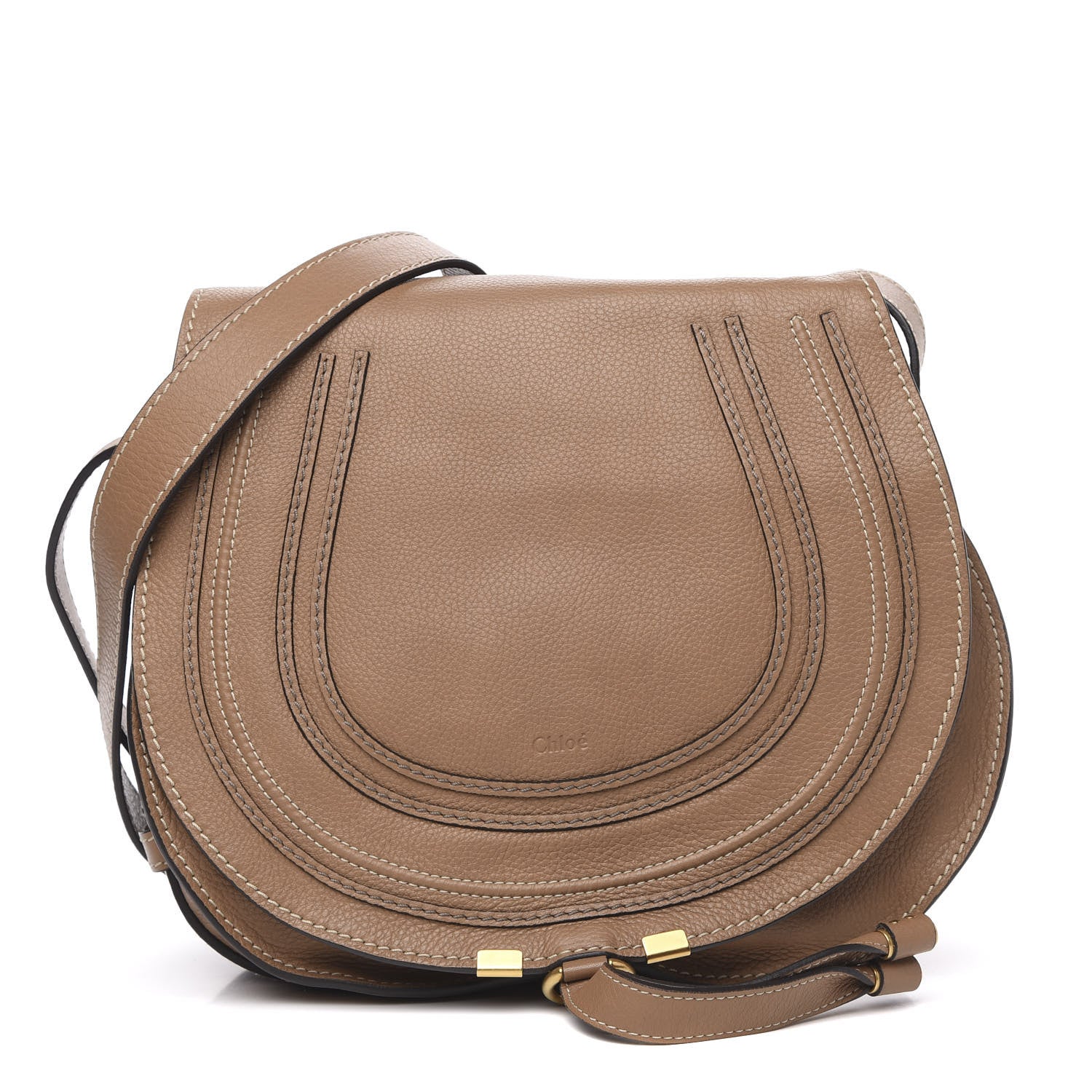 Chloe Calfskin Medium Marcie Round Crossbody Bag Nut 1 of 9