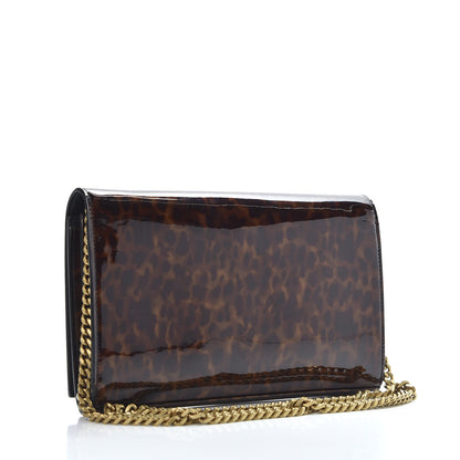 Saint Laurent Patent Monogram Chain Wallet Tortoiseshell 2 of 8