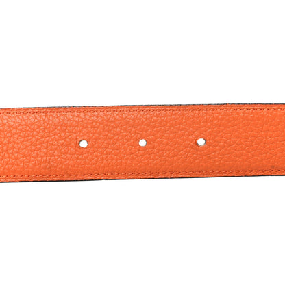 Hermes Box Togo 32mm H Belt 80 32 Black Orange 4 of 7