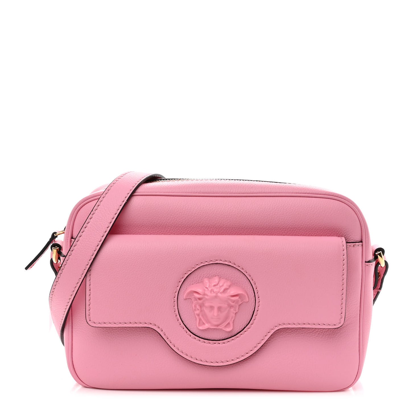 Grained Calfskin Medusa Camera Bag Pink