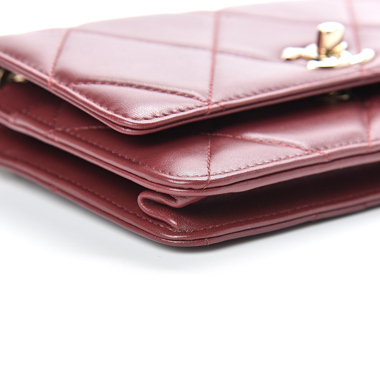 Chanel Lambskin Quilted Trendy CC Wallet On Chain WOC Dark Red 9 of 13
