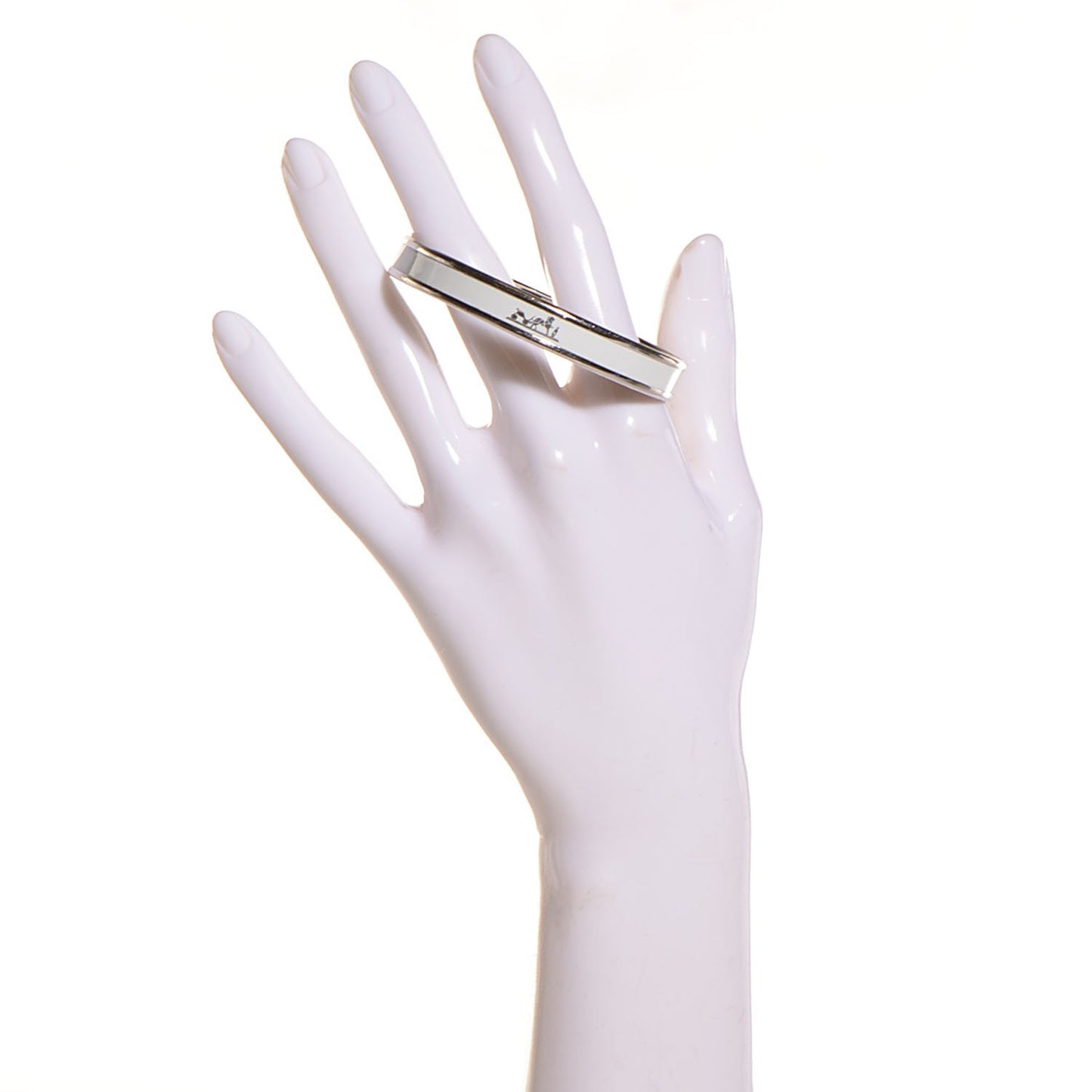 Enamel Printed Narrow Caleche Bracelet White 65