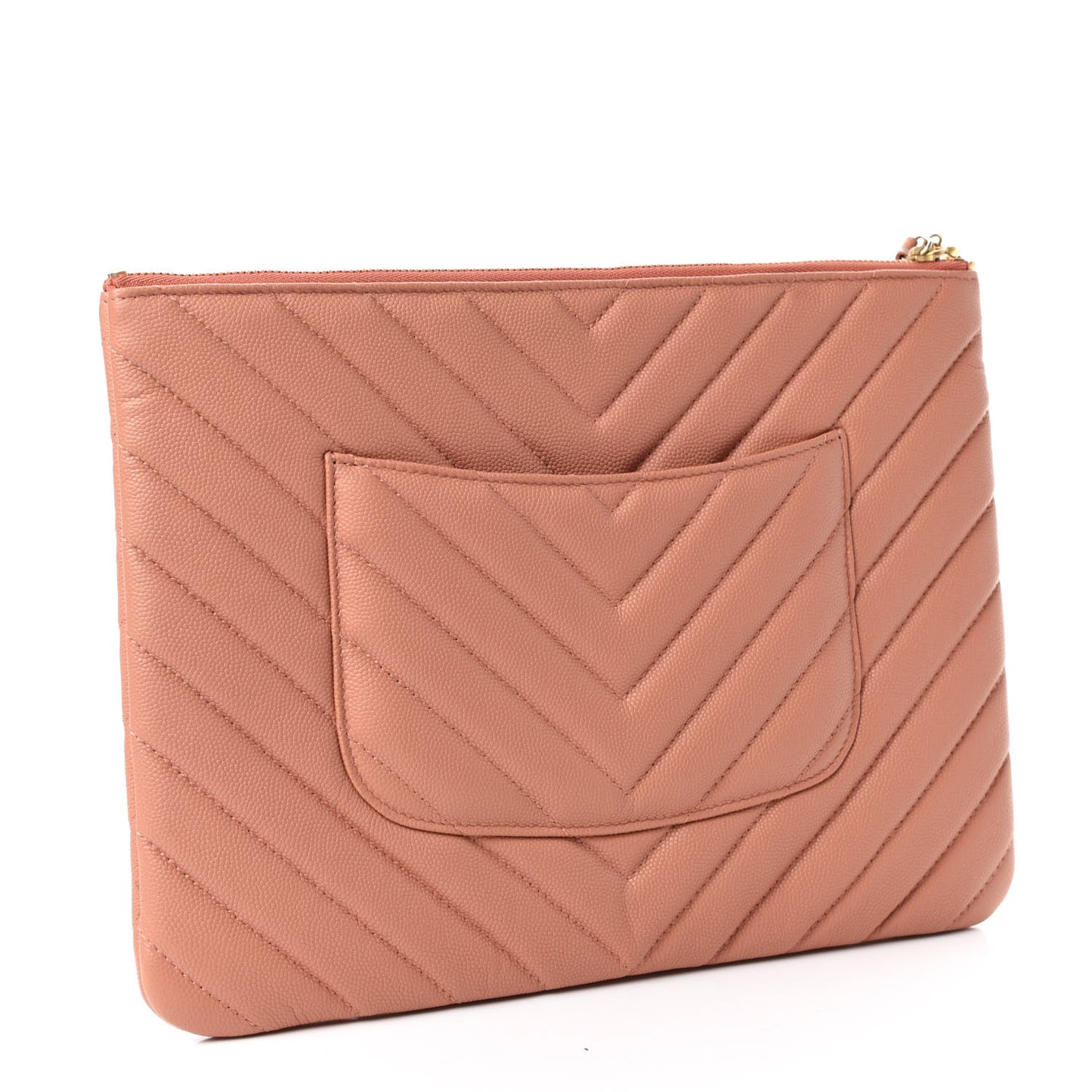 Caviar Chevron Quilted Ancient Greek Charms Medium Cosmetic Case Dark Beige