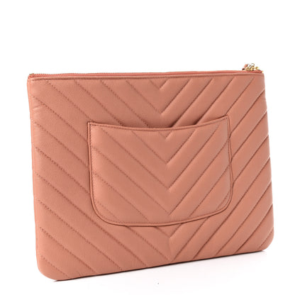 Chanel Caviar Chevron Quilted Ancient Greek Charms Medium Cosmetic Case Dark Beige 3 of 8