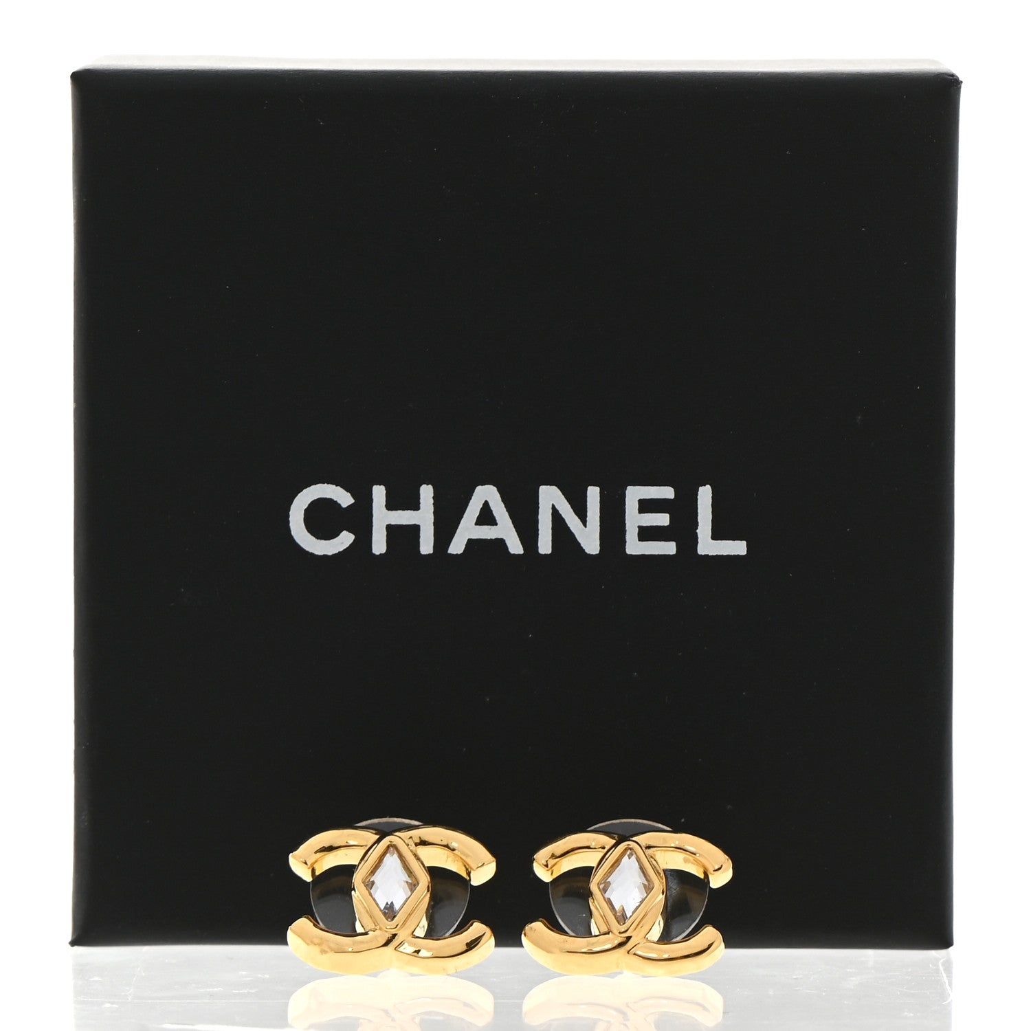 Chanel Metal Crystal CC Marquise Earrings Gold 5 of 5