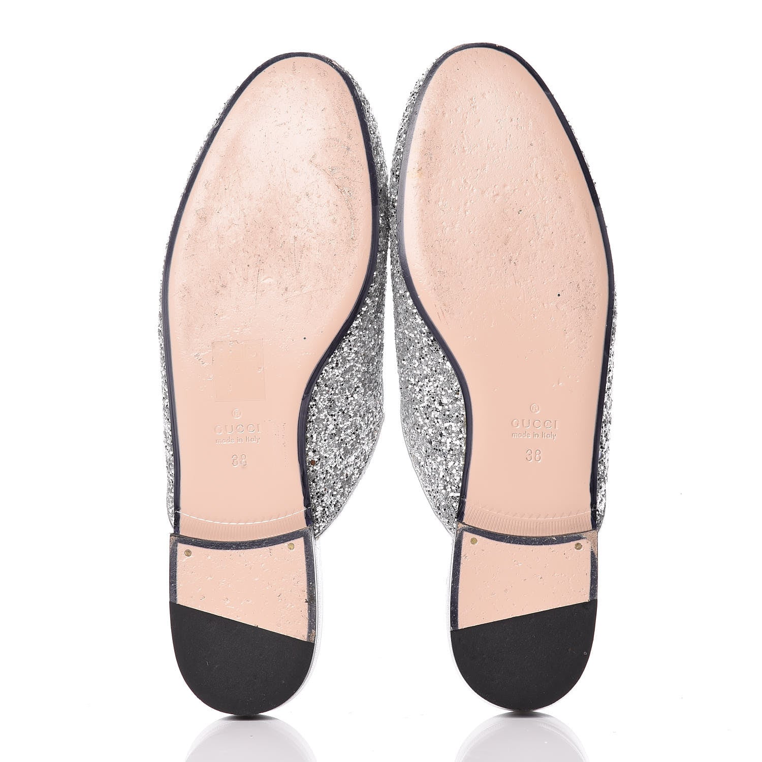 Gucci Glitter Womens Princetown Slippers 38 Silver 9 of 11