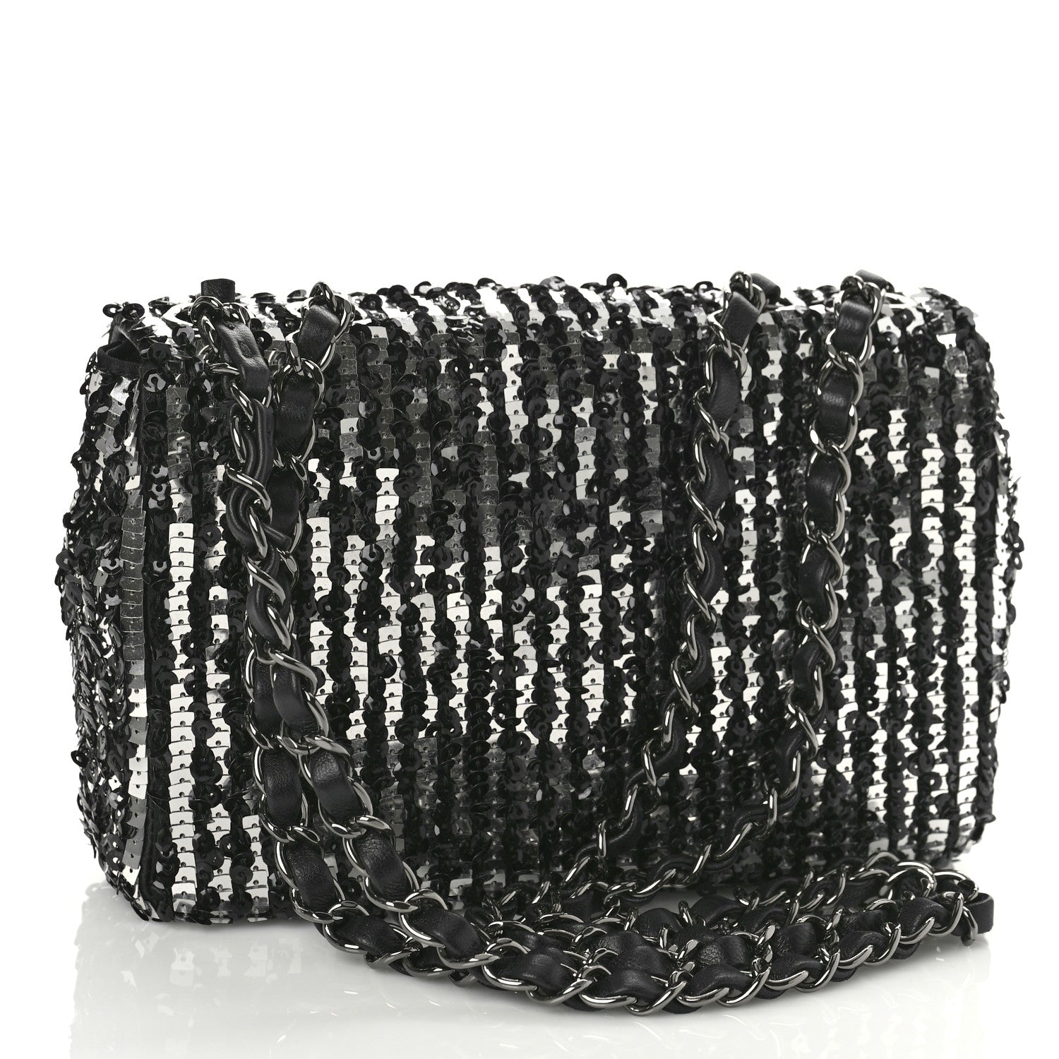 Chanel Sequin Lambskin Small Flap Black Silver 3 of 9