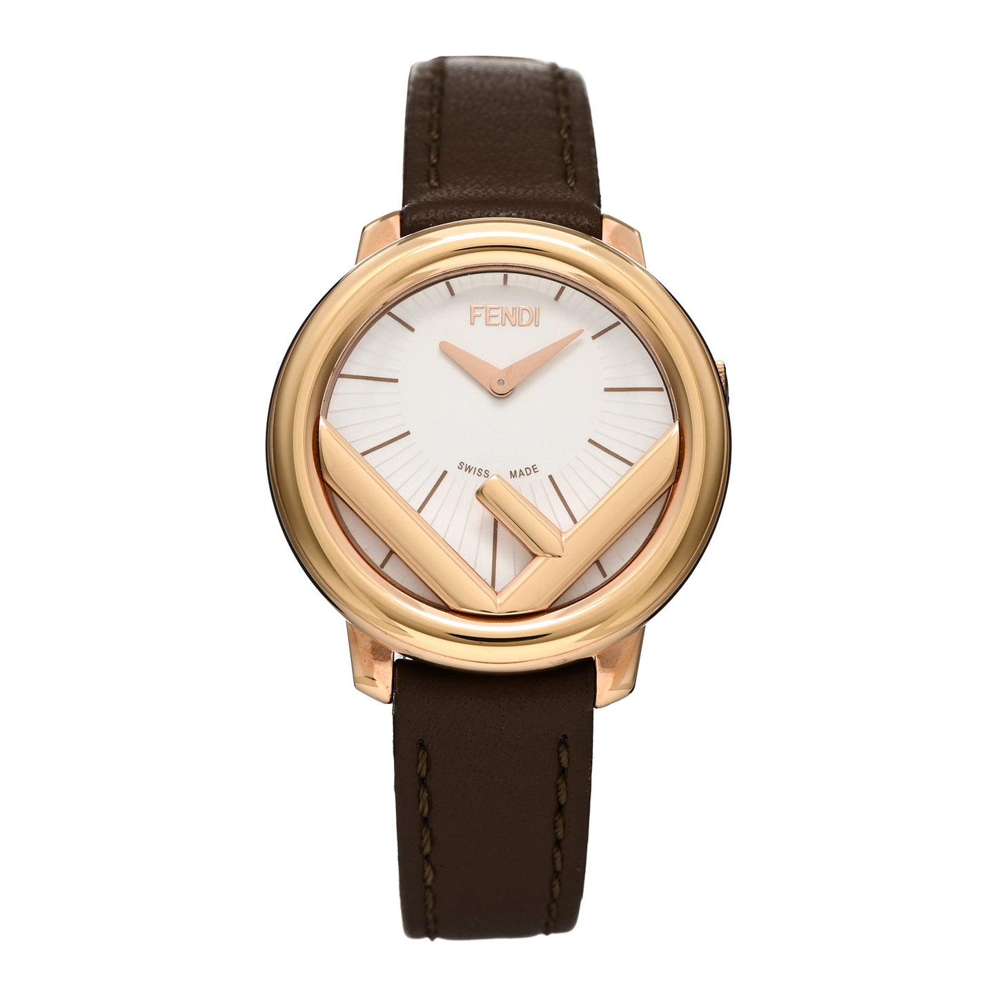 Stainless Steel Calfskin 28mm Run Away Quartz Watch Brown