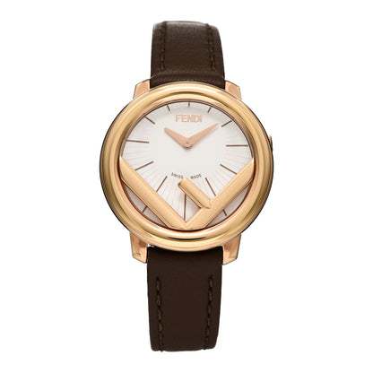 Fendi Stainless Steel Calfskin 28mm Run Away Quartz Watch Brown 1 of 5