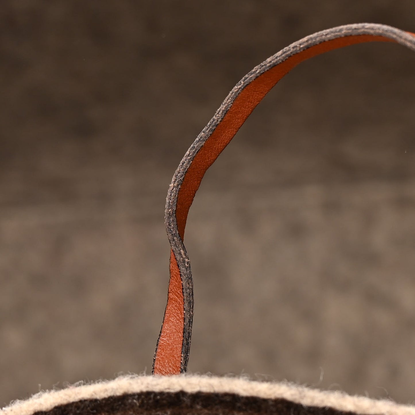 Felt Calfskin Small Anagram Square Basket Tote Brown Tan