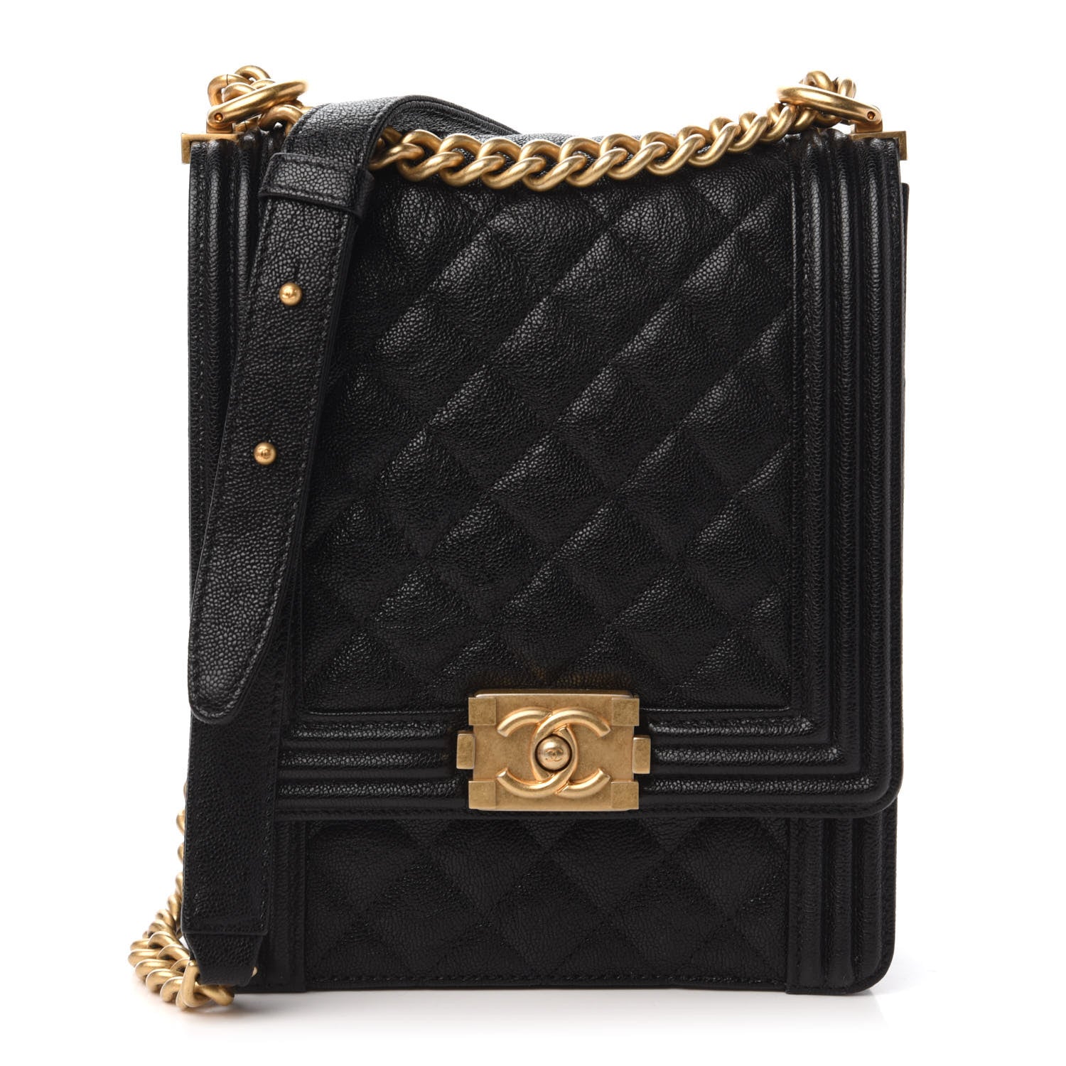 Chanel Caviar Quilted North South Boy Flap Black 1 of 12