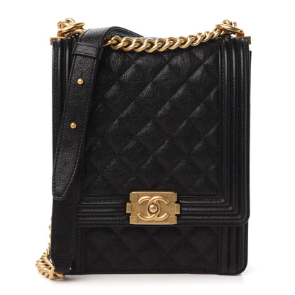 Chanel Caviar Quilted North South Boy Flap Black 1 of 12