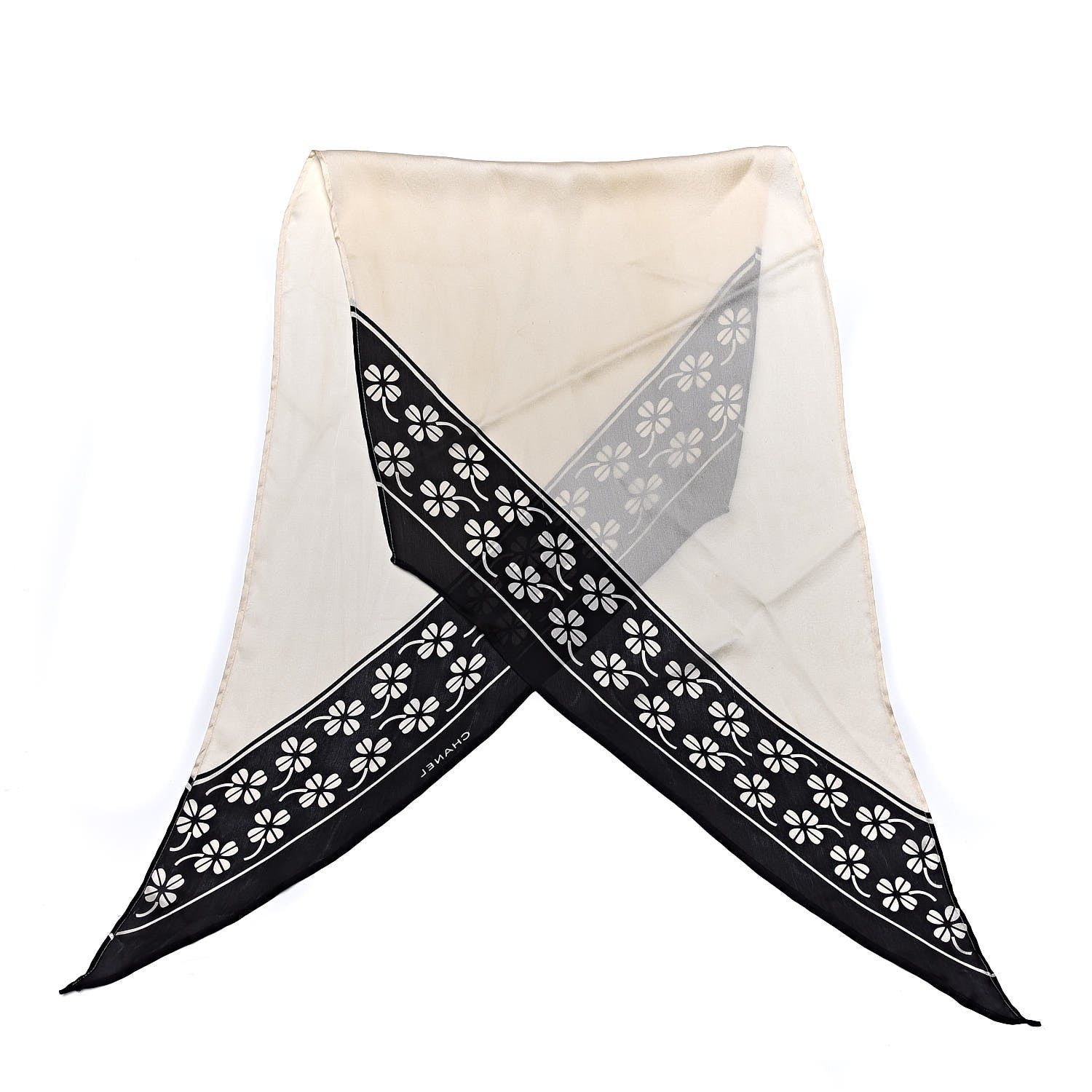 Chanel Silk Clover Scarf Black Ivory 424664 – FASHIONPHILE
