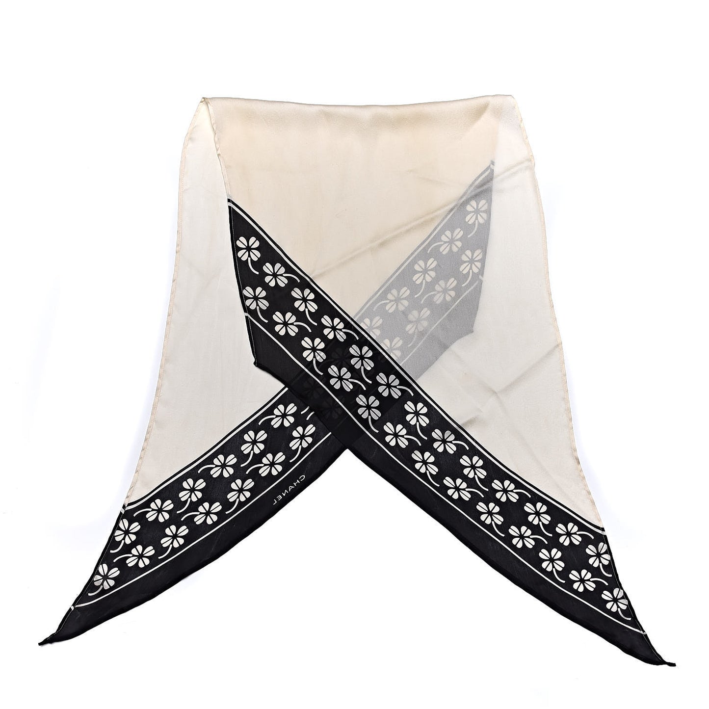 Silk Clover Scarf Black Ivory