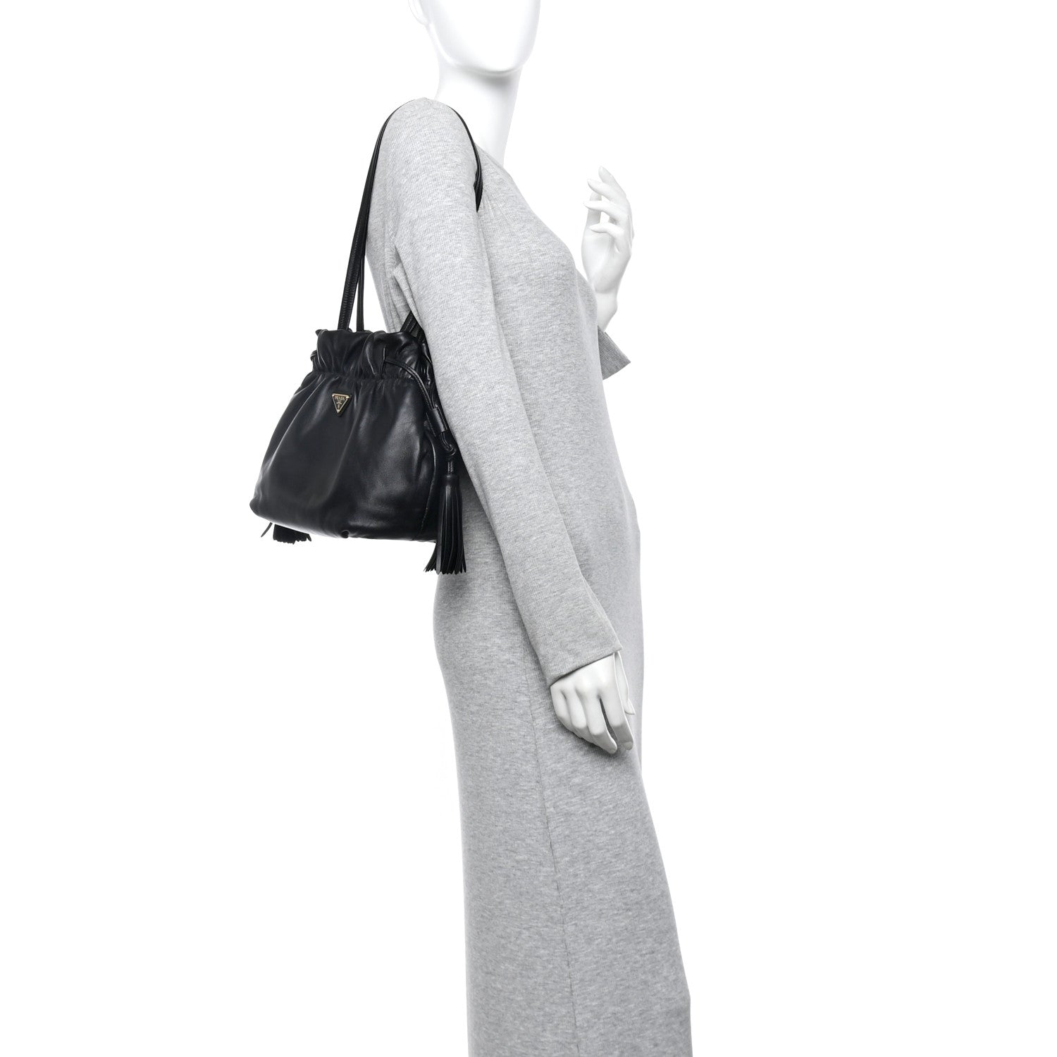 Prada Nappa Drawstring Tote Black 2 of 10
