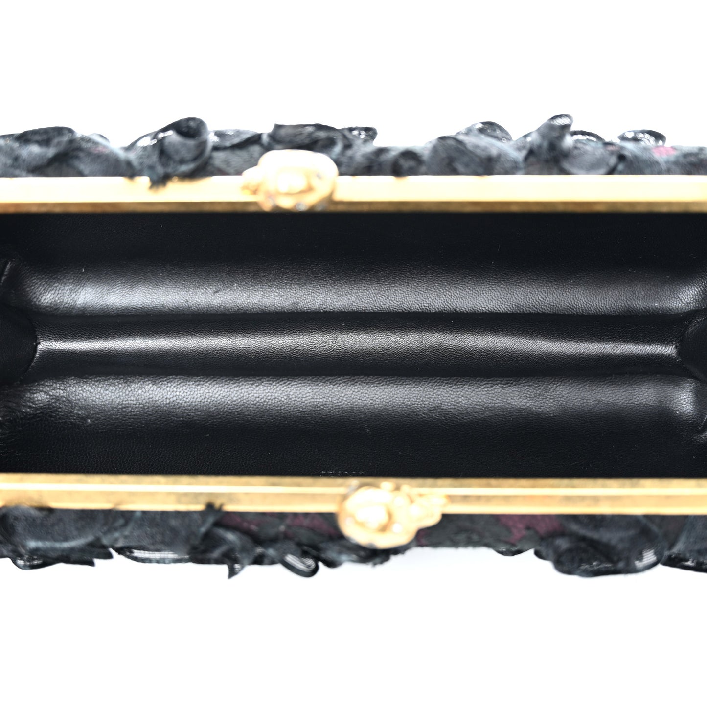 Lace Twin Skull Box Clutch Black Pink