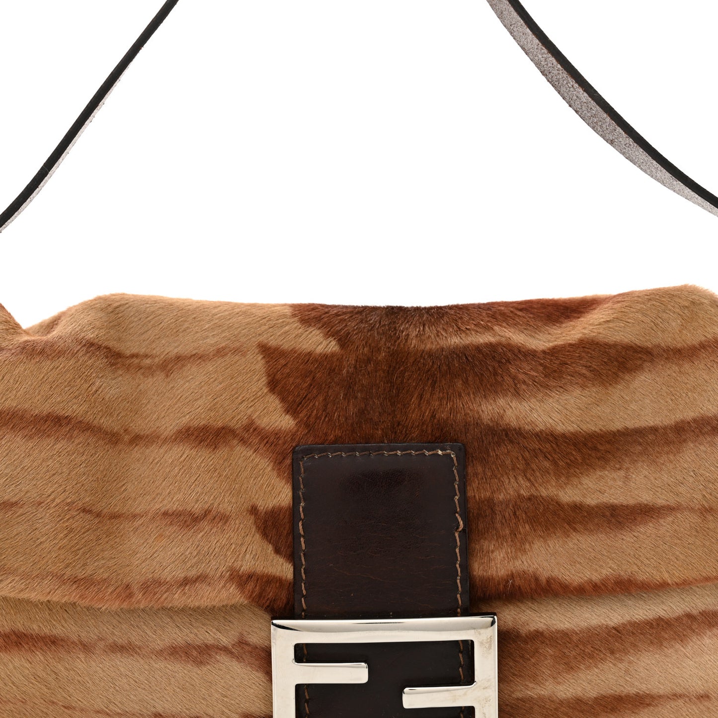 Calf Hair Zebra Print Baguette Brown