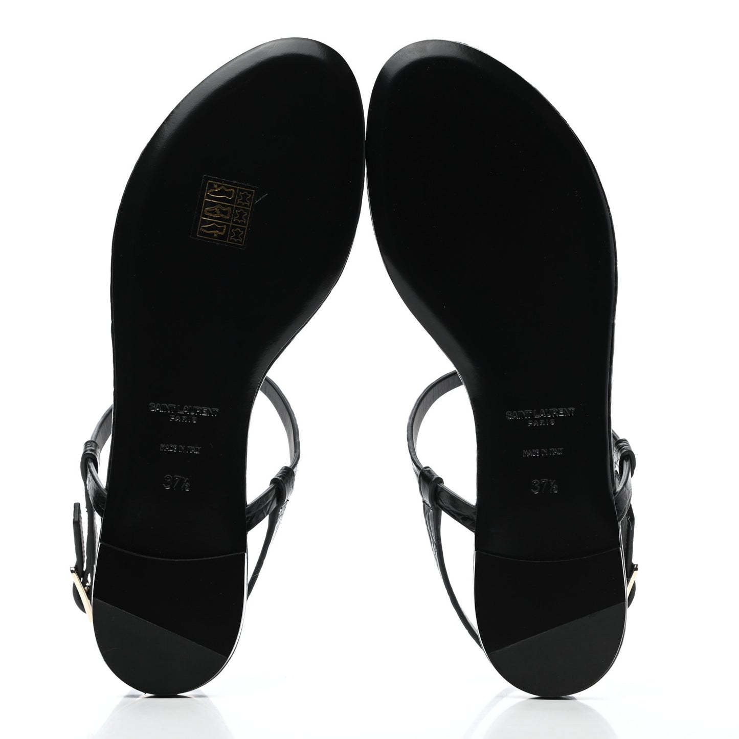 Patent Calfskin Cassandra Monogram Sandals 37.5 Black